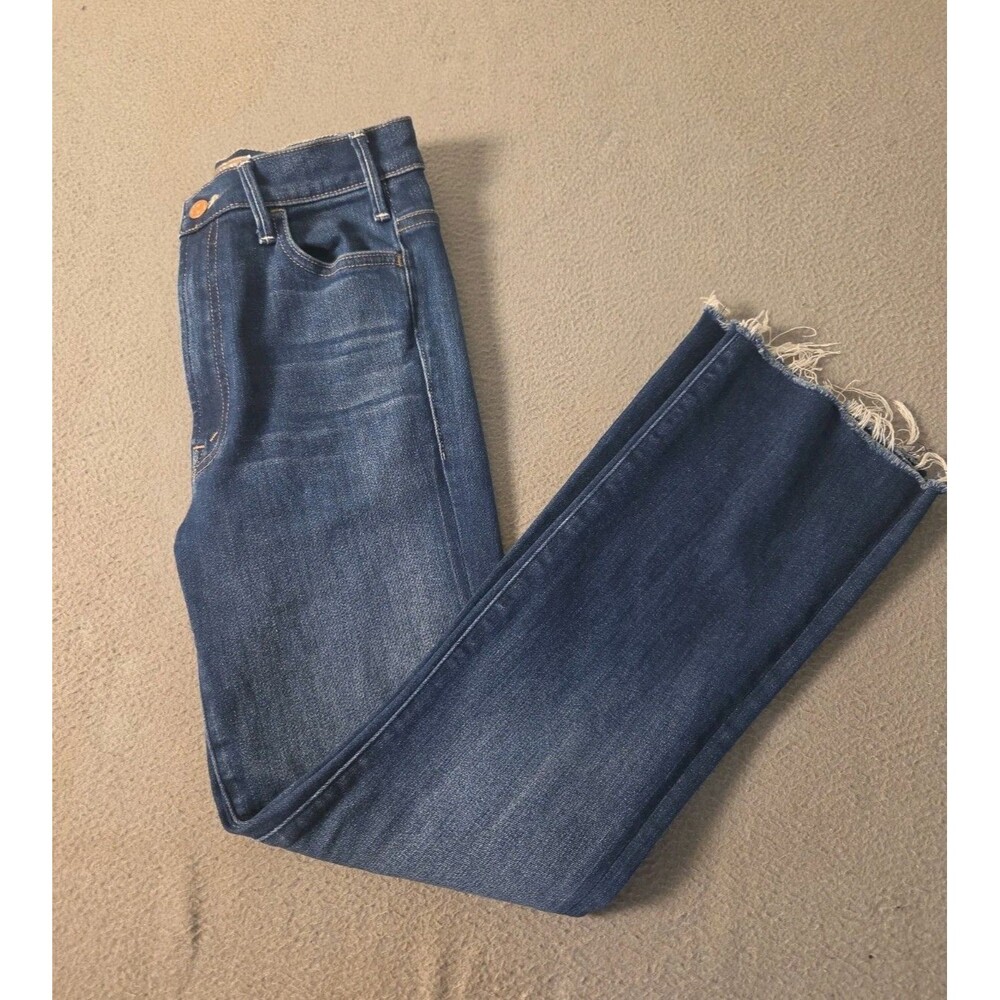 Mother The Hustler Ankle Fray Jeans Home Movies Blue High Rise Flare Size 26